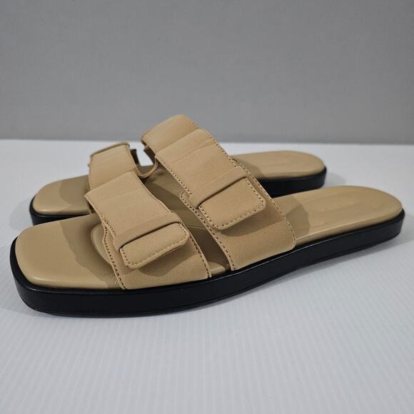 NEW Vince Rhode Sandal Dual Strap Slip On Slide Farro Tan Size 9.5 - Picture 13 of 13